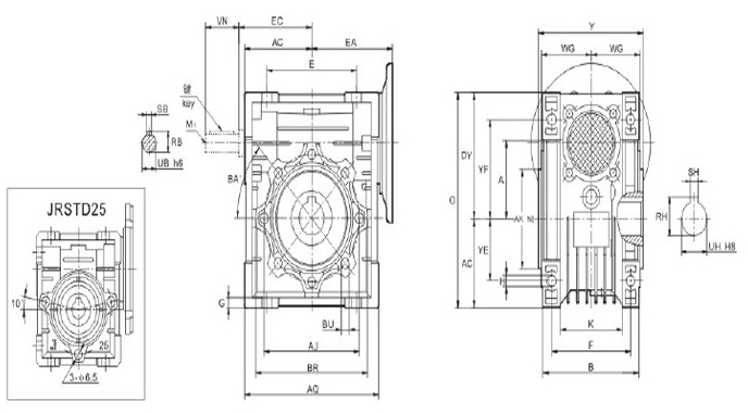 蜗轮蜗杆减速机JRSTD..-U系列详细参数 蜗轮蜗杆减速机JRSTD..-U系列详细参数